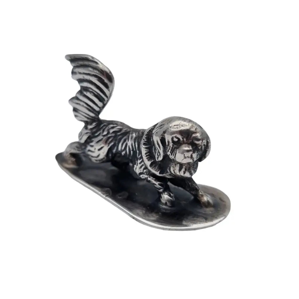 Figura perro plata vintage miniatura contrastada figura