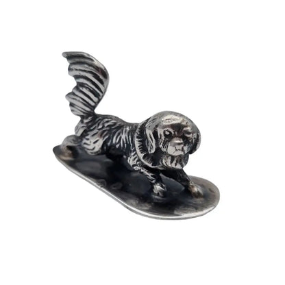 Figura perro plata vintage miniatura contrastada figura