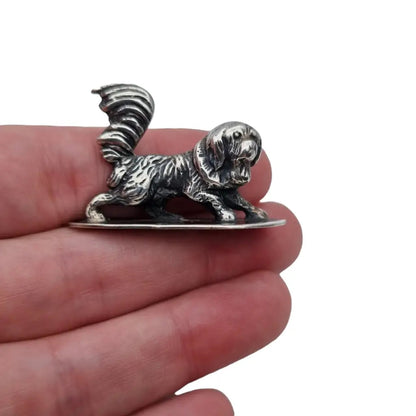 Figura perro plata vintage miniatura contrastada figura