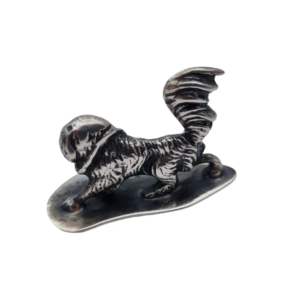 Figura perro plata vintage miniatura contrastada figura