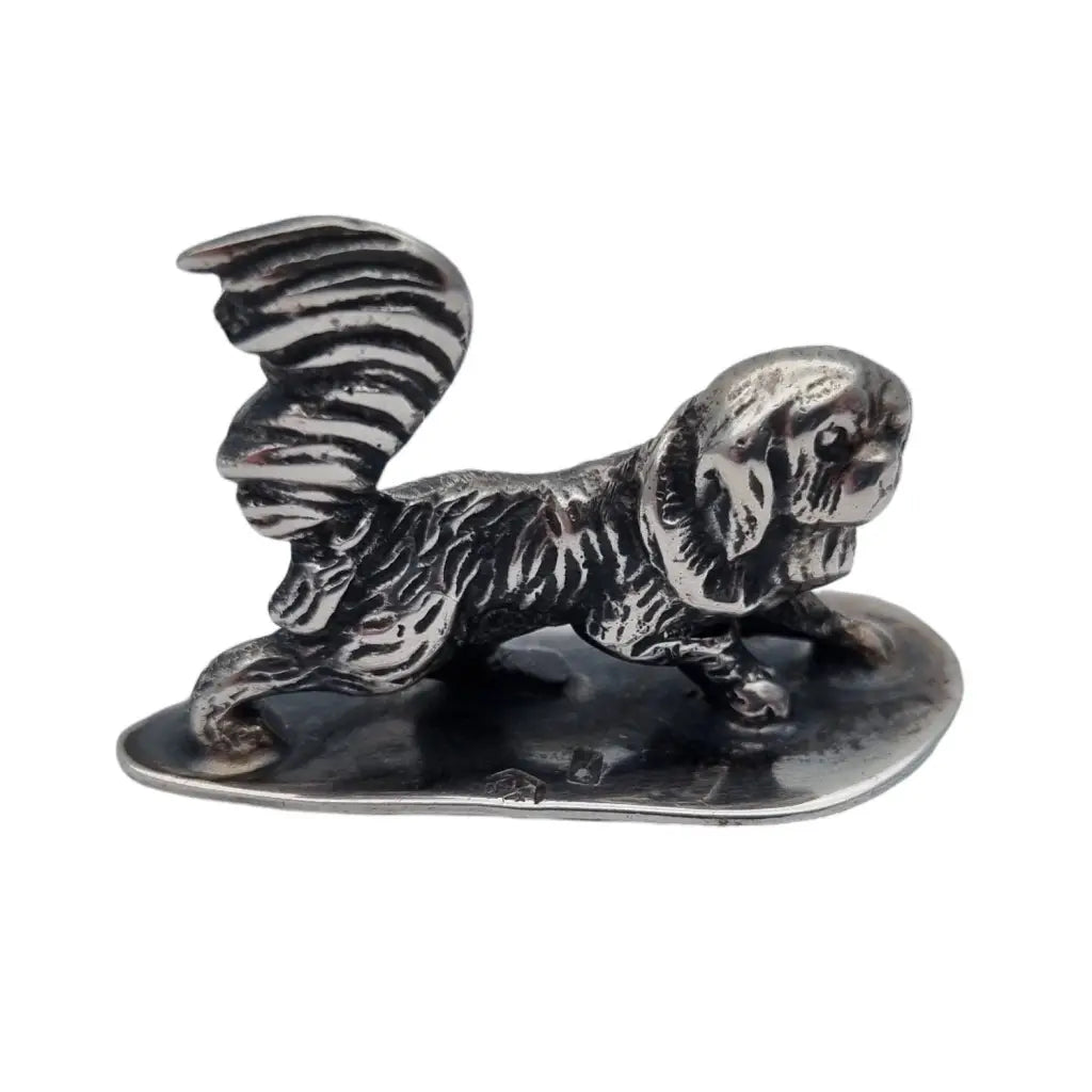 Figura perro plata vintage miniatura contrastada figura
