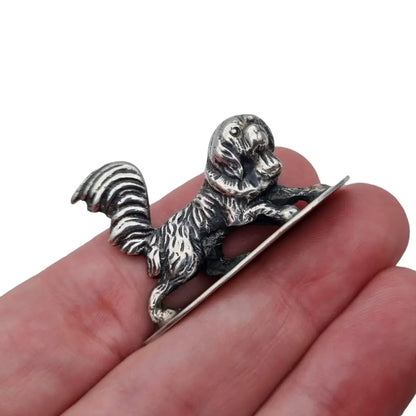 Figura perro plata vintage miniatura contrastada figura