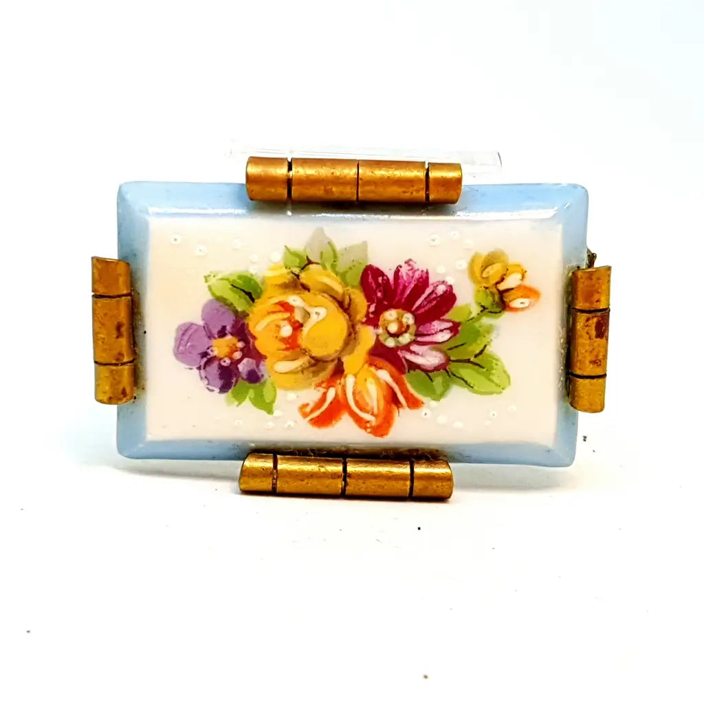 Broche vintage Limoge joyería francesa para mujer pintura de porcelana antigua