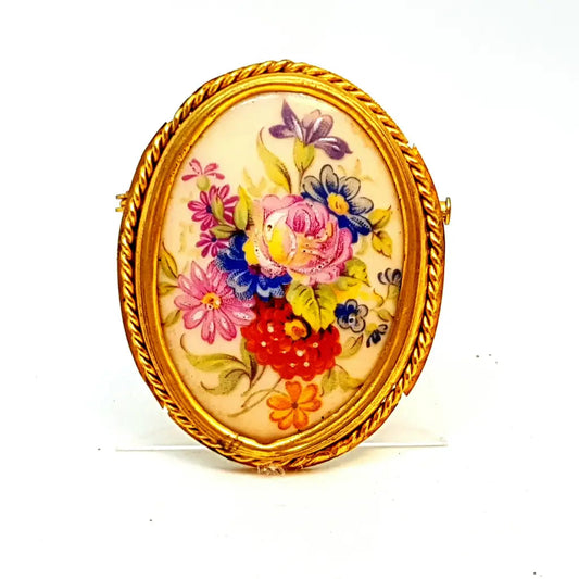 Broche Vintage/Broche Limoges/Broche Francés. de porcelana Limoges.