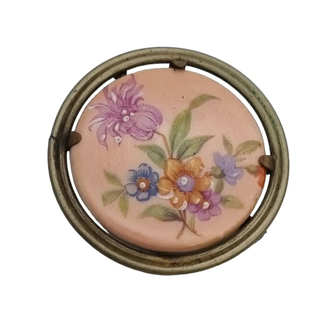 Broche floral antiguo de Limoges porcelana francesa complementos colección