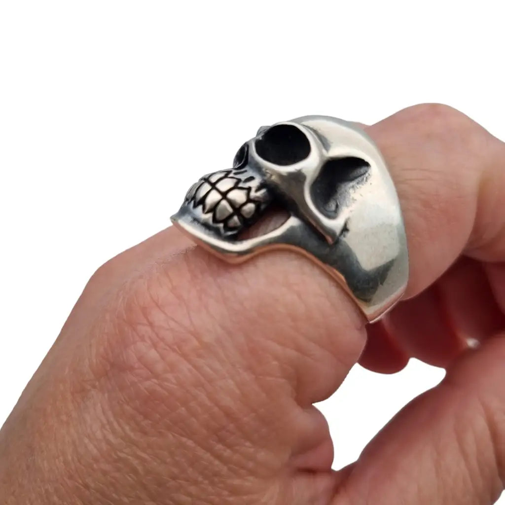 Anillo calavera de plata 925 gótico pesado estilo punk joyería rockera regalos