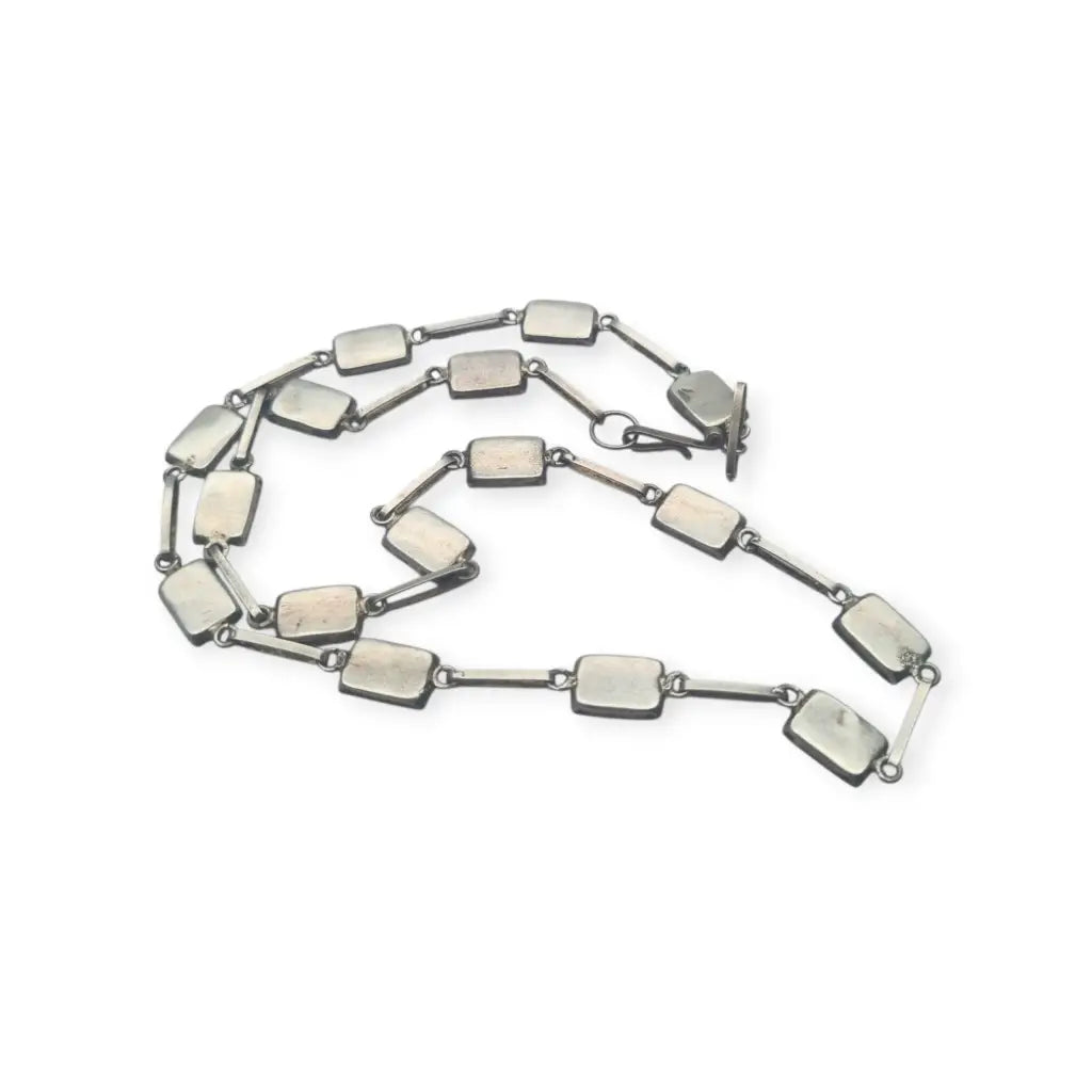 Gargantilla boho años 70 en plata 925 con eslabones verdes artesanales joyeria