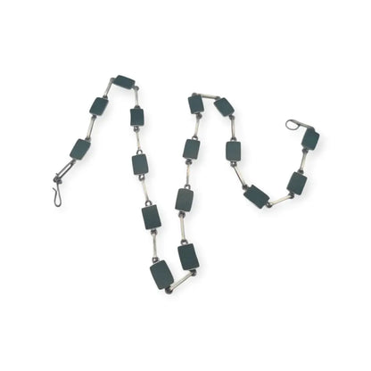 Gargantilla boho años 70 en plata 925 con eslabones verdes artesanales joyeria