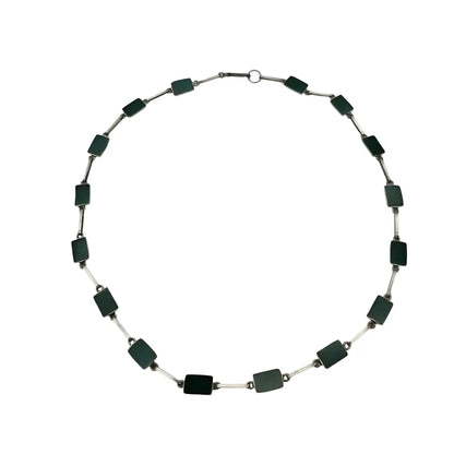 Gargantilla boho años 70 en plata 925 con eslabones verdes artesanales joyeria