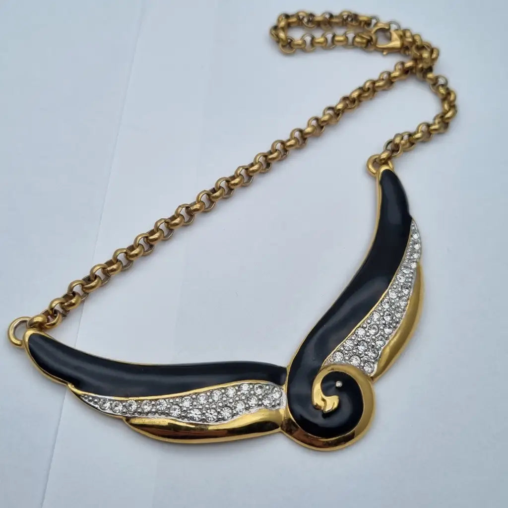 Gargantilla dorada collar de cadena bañado en oro vintage colgante estilo art