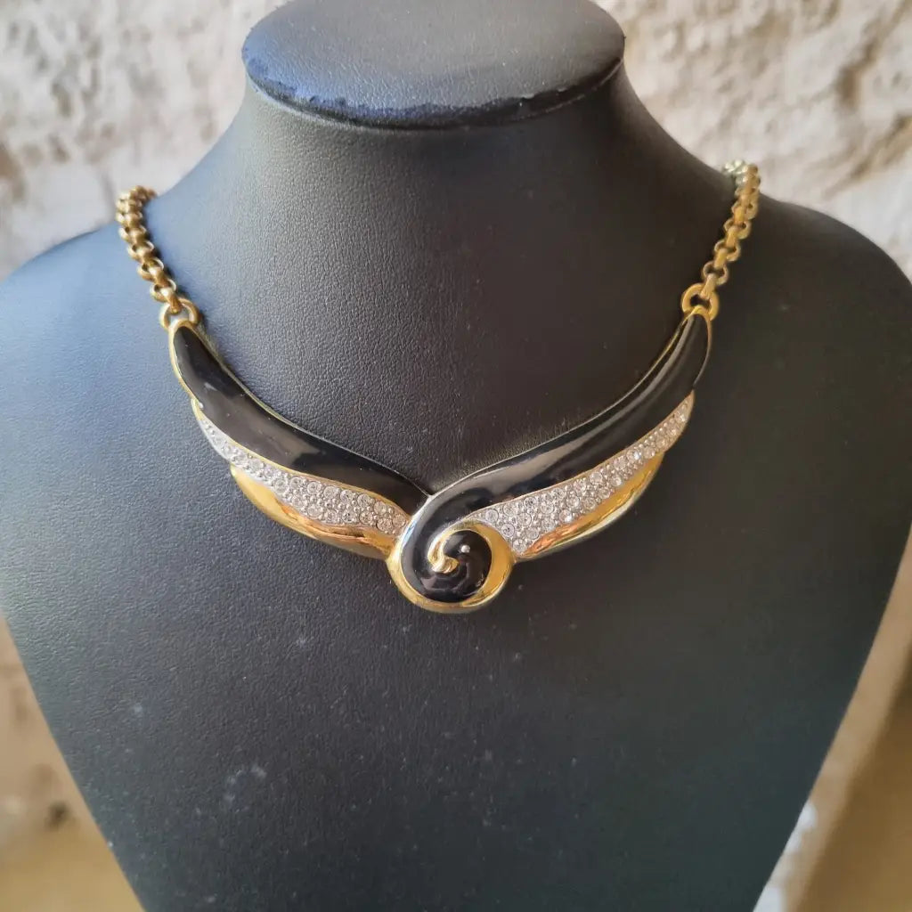 Gargantilla dorada collar de cadena bañado en oro vintage colgante estilo art