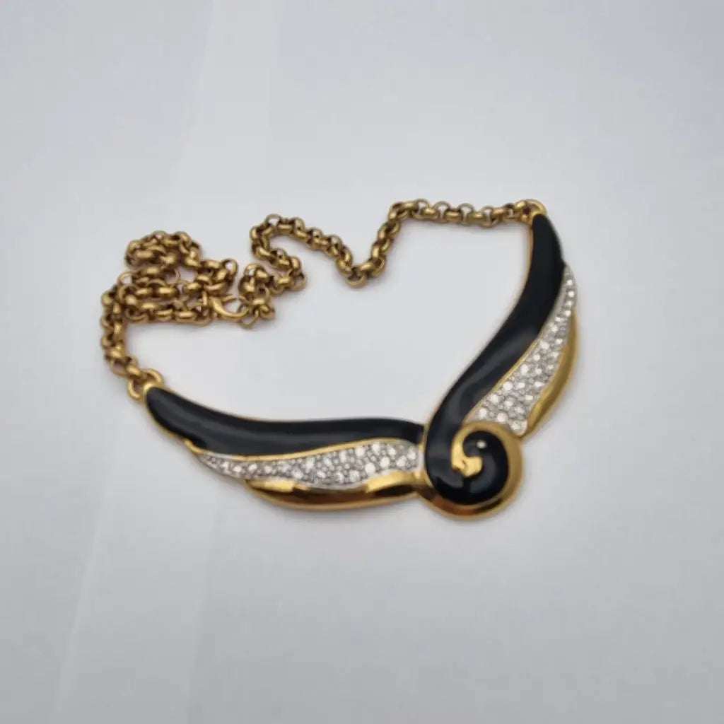 Gargantilla dorada collar de cadena bañado en oro vintage colgante estilo art