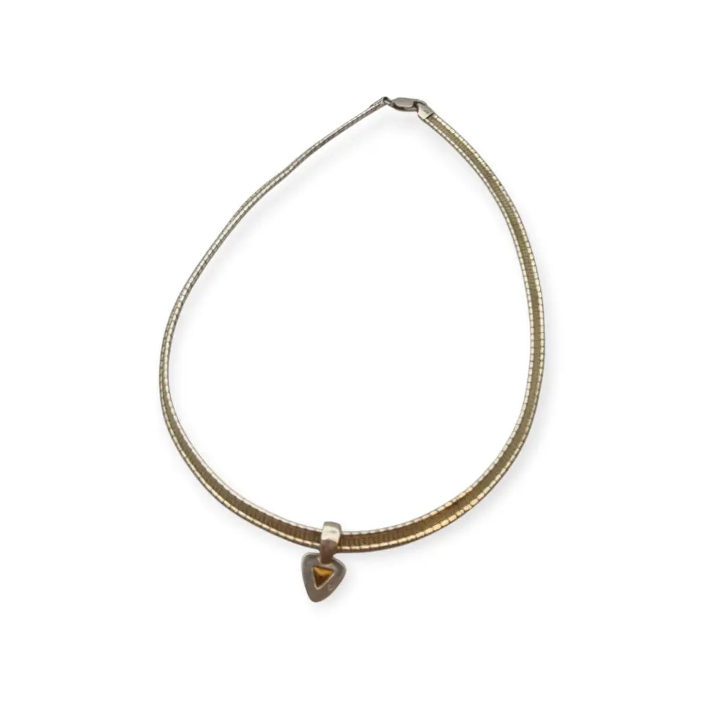 Gargantilla Vintage plata 925 con colgante triangular y piedra azul Collar