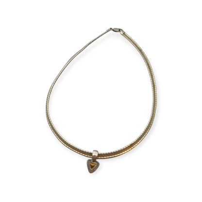 Gargantilla Vintage plata 925 con colgante triangular y piedra azul Collar