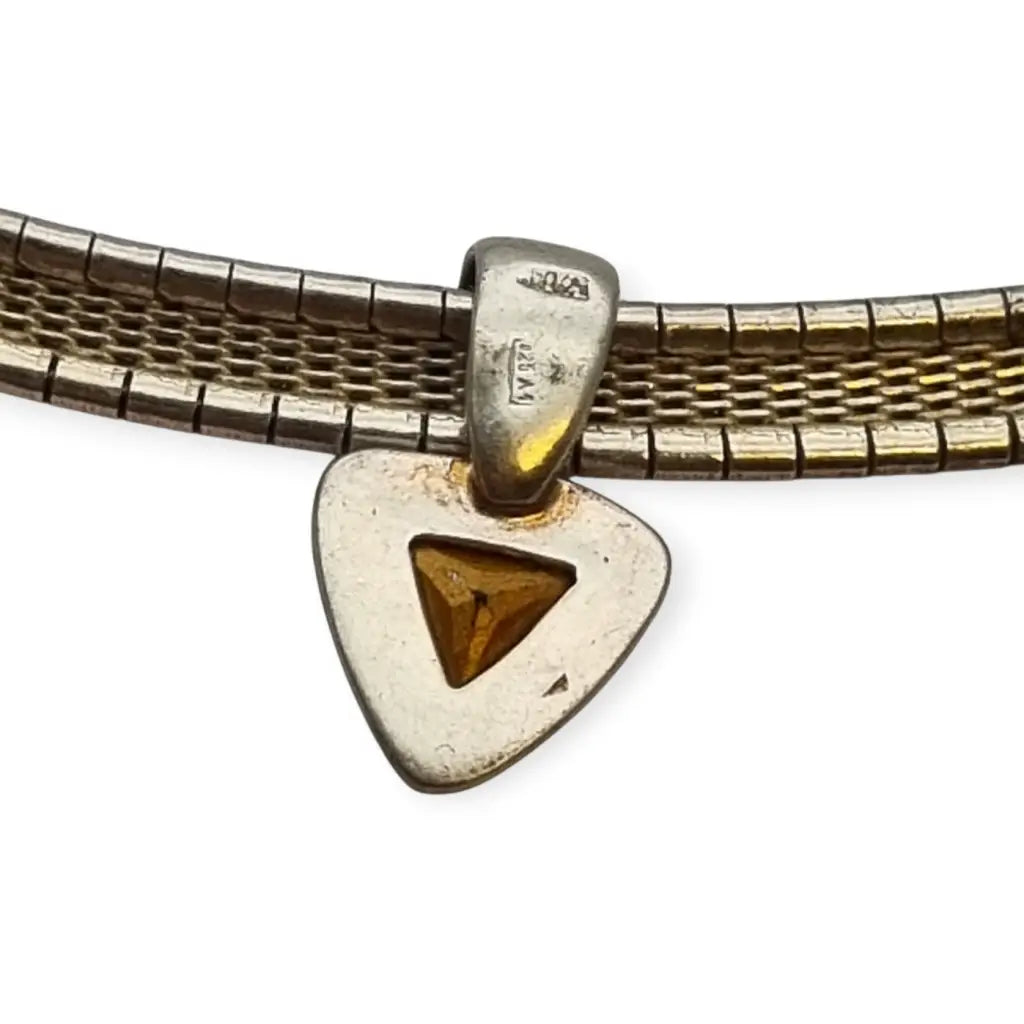 Gargantilla Vintage plata 925 con colgante triangular y piedra azul Collar