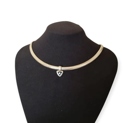Gargantilla Vintage plata 925 con colgante triangular y piedra azul Collar
