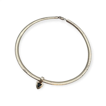 Gargantilla Vintage plata 925 con colgante triangular y piedra azul Collar