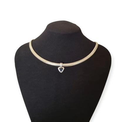 Gargantilla Vintage plata 925 con colgante triangular y piedra azul Collar