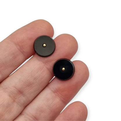 Gemelos antiguos en oro 18k y ónix negro • Joyería masculina vintage