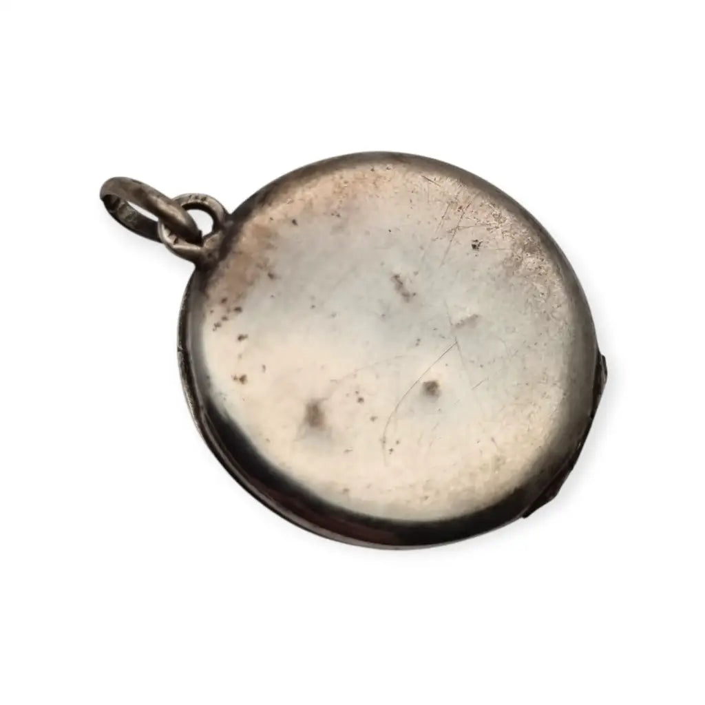 Guardapelo de plata 800 con esmalte guilloché floral rosa y azul joyería