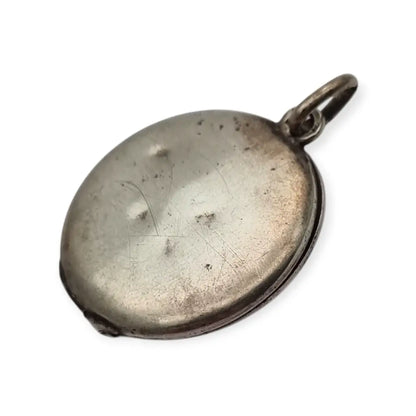 Guardapelo de plata 800 con esmalte guilloché floral rosa y azul joyería