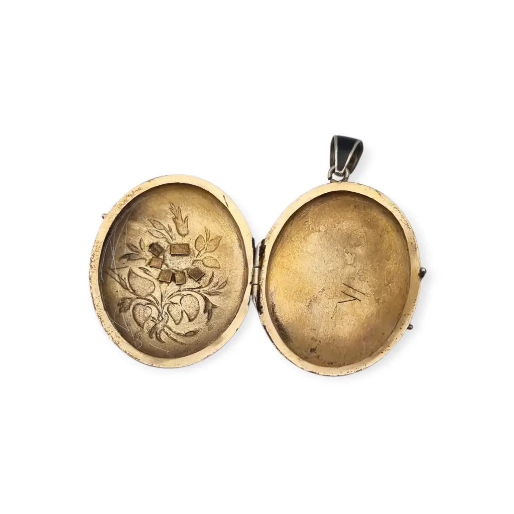 Guardapelo victoriano joyeria de luto en plata y esmalye negro con perlas circa