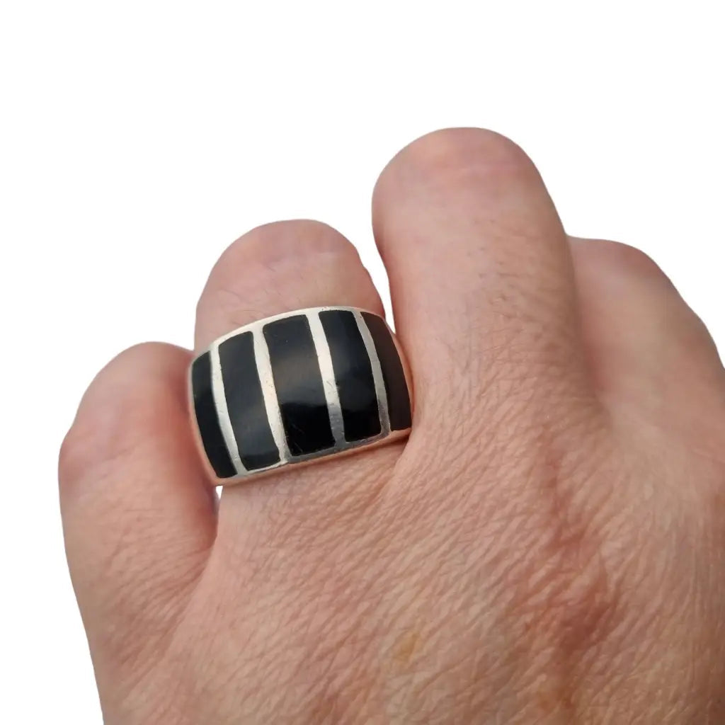 Anillo de plata y ónix para mujer joyería vintage con piedra negra regalos boho