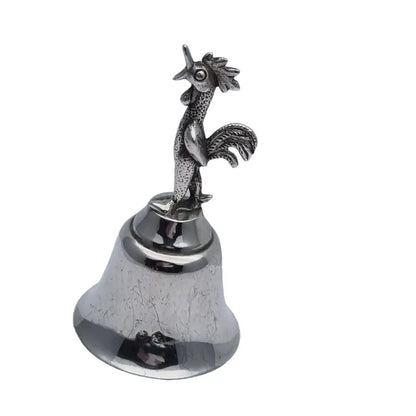 Campana de plata campanilla mano o mesa con gallo decoración