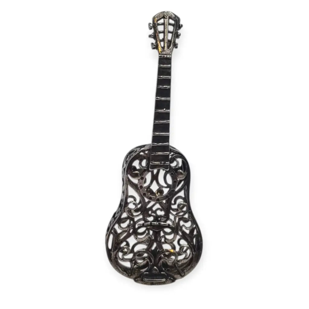 Guitarra española en miniatura vintage plata labrada pieza de colección