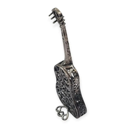 Guitarra española en miniatura vintage plata labrada pieza de colección