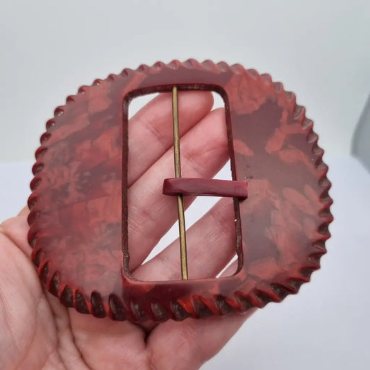 Hebilla de cinturón vintage color granate hebillas geométricas