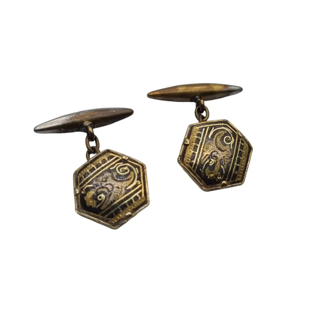 Oro toledano gemelos damasquinados complementos vintage Regalos