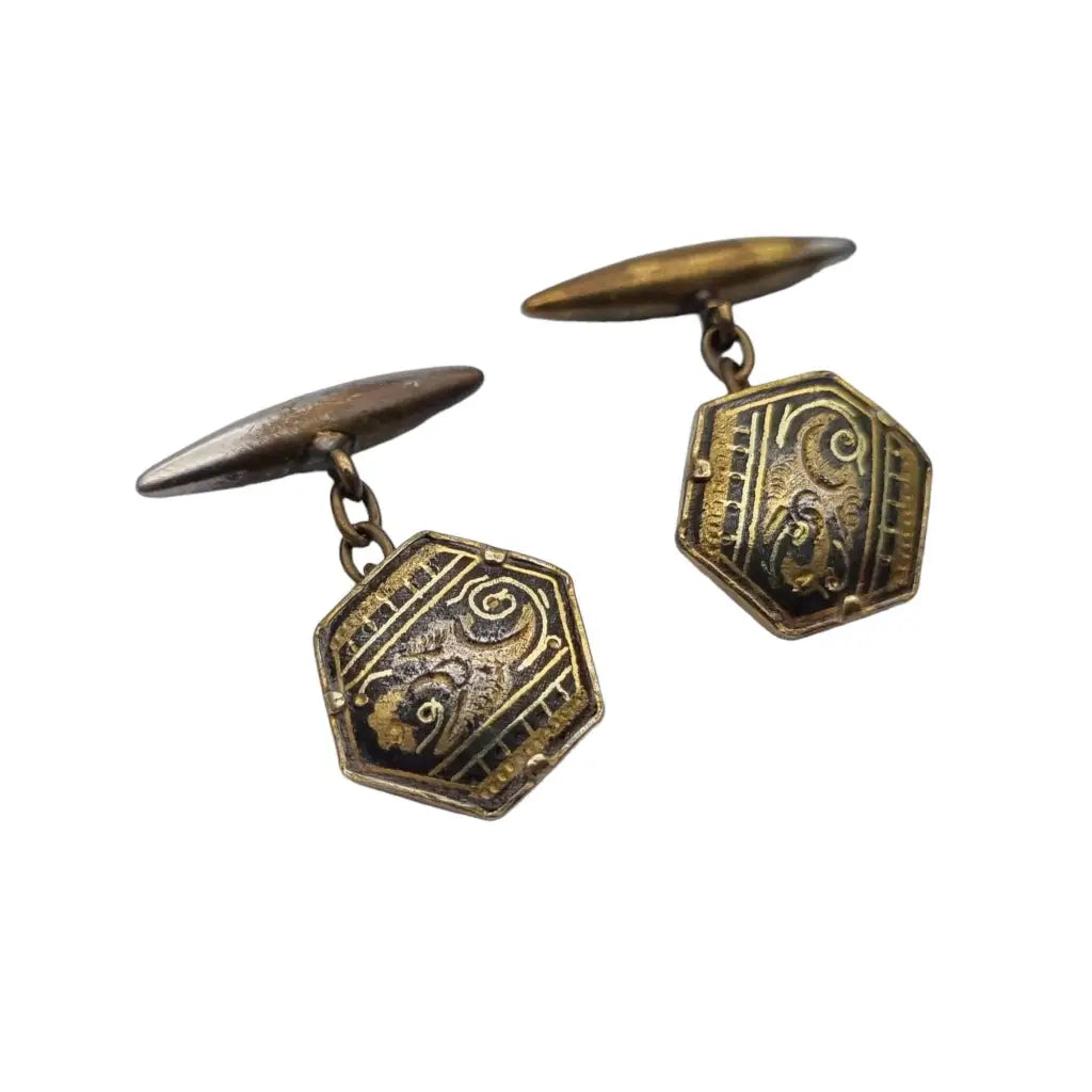 Oro toledano gemelos damasquinados complementos vintage Regalos