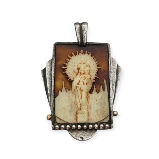 Art Deco silver pendant Virgin of Pilar, Spain circa 1930-40