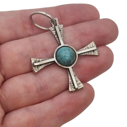 Colgante de cruz plata para mujer turquesa regalos religiosos