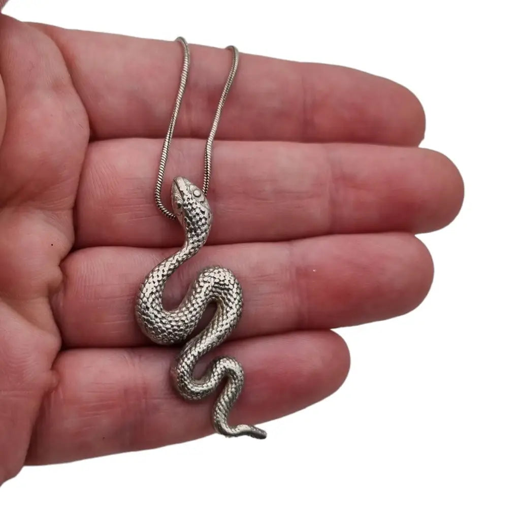 Colgante serpiente plata con cadena joyería vintage años 80 regalos para mujer