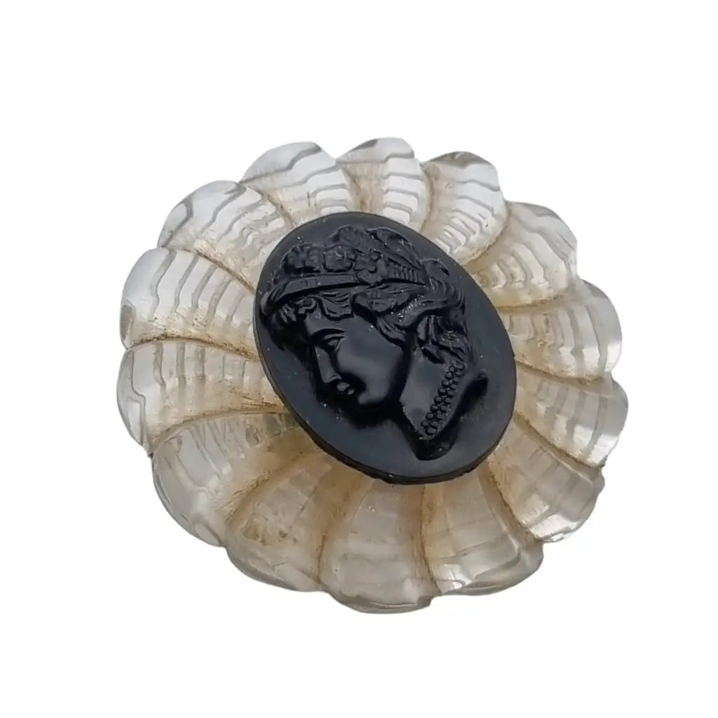 Broche camafeo para mujer bisutería vintage pin delicado negro