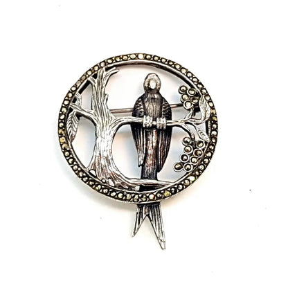 Papagayo de plata Broche con marcasitas. Circa 1950. Ideal para regalo.