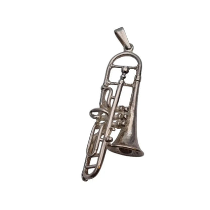 Instrumento de TROMBÓN plata colgante en miniatura ley