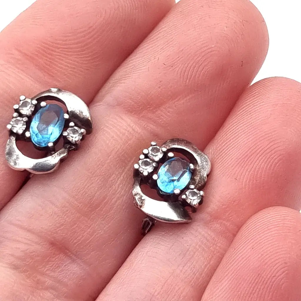 Pendientes art déco de plata. Circa 1990. Joyería antigua y vintage.