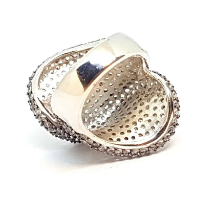 Anillo de cóctel plata y pedrería. Circa XX Talla 7 EE. UU.