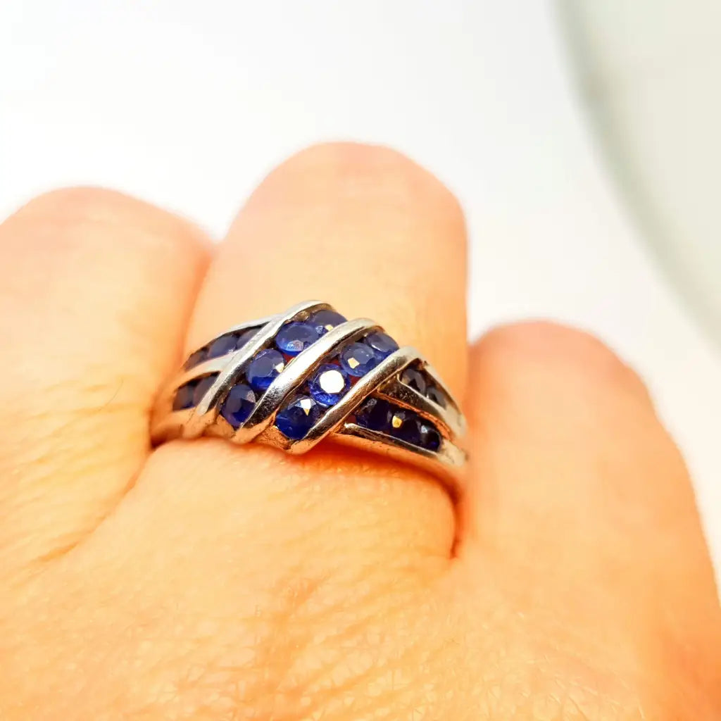 Anillo vintage de plata azul para mujer anillos originales ella Circa 1980.