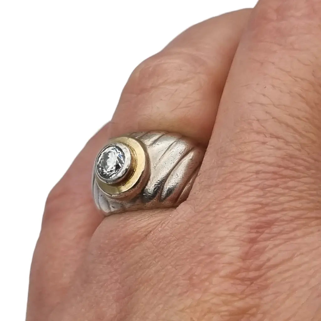 Anillo de plata para mujer circón blanco mamá anillo diseño con vistas