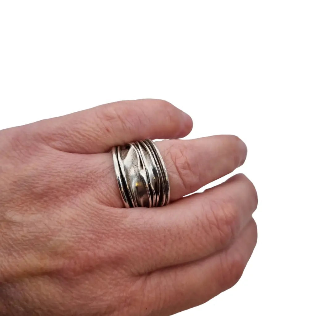 Anillo vintage de plata para mujer diseño efecto arrugado Joyería antigua