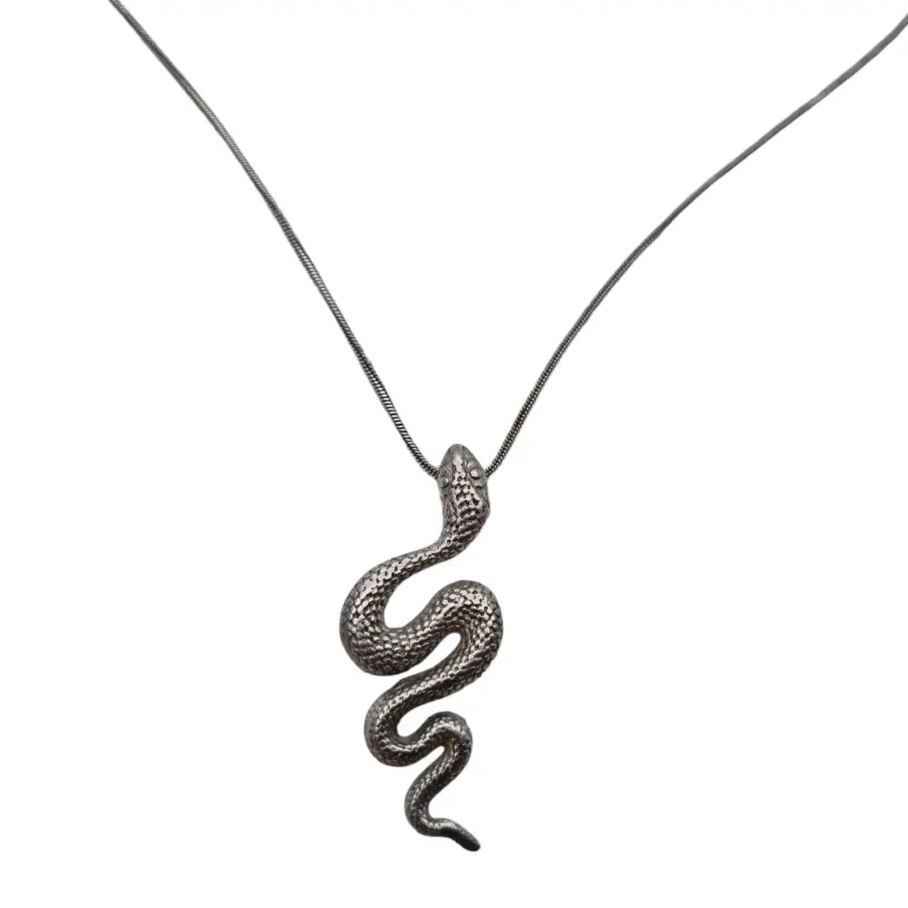 Colgante serpiente plata con cadena joyería vintage años 80 regalos para mujer