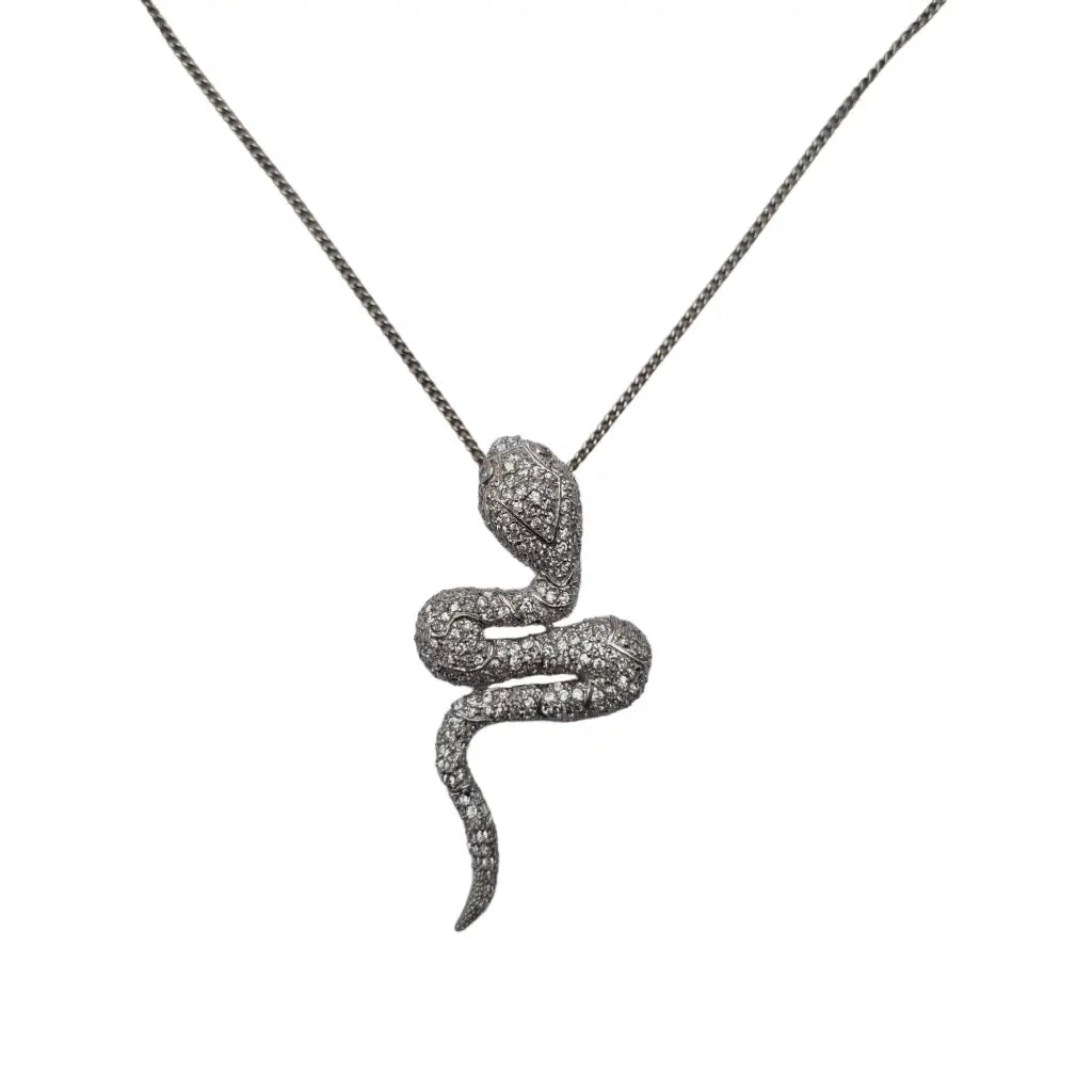 Colgante serpiente plata colgante brillante collar circón joyería