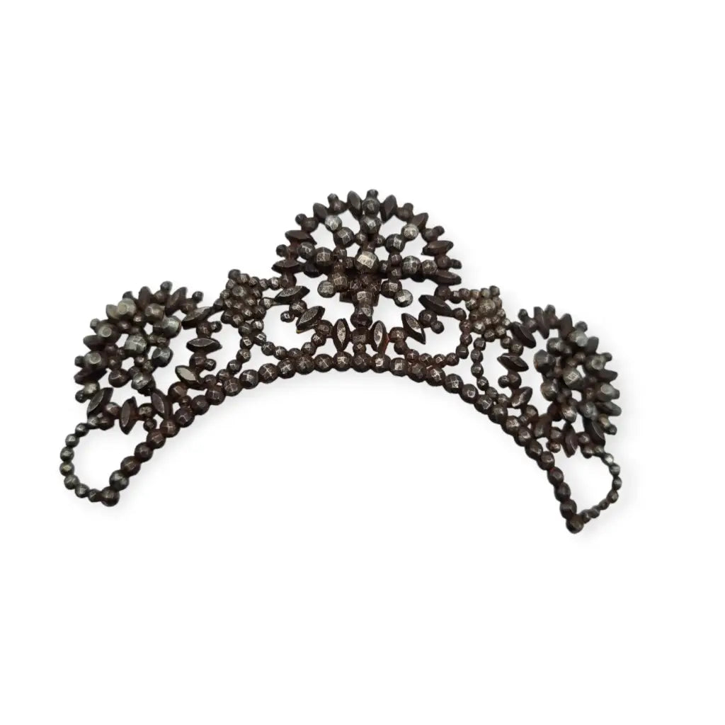 Tiara rara acero facetado remachado época de Napoleón I 1800 coleccionables.