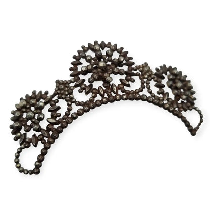 Tiara rara acero facetado remachado época de Napoleón I 1800 coleccionables.