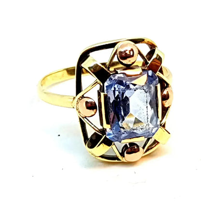 Anillo de oro Art Deco anillo amarillo y rosa 14 kt. 583. Símil