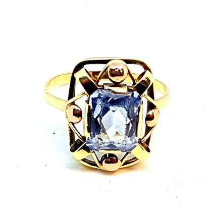 Anillo de oro Art Deco anillo amarillo y rosa 14 kt. 583. Símil